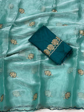 Load image into Gallery viewer, Opulent Party Wear Sparkle Babrbari Silk Sequins n Cut Work Saree With Contrast Blouse Piece
