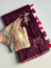 Load image into Gallery viewer, Scrupulous Function Wear Chanderi Cotton Embroidery n Tussels Work Fancy Designer Saree With Stitched Blouse
