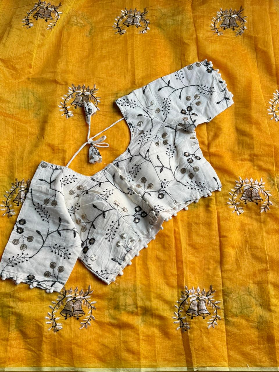 Scrupulous Function Wear Chanderi Cotton Embroidery n Tussels Work Fancy Designer Saree With Stitched Blouse