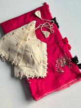 Load image into Gallery viewer, Scrupulous Function Wear Chanderi Cotton Embroidery n Tussels Work Fancy Designer Saree With Stitched Blouse
