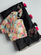 Load image into Gallery viewer, Scrupulous Function Wear Chanderi Cotton Embroidery n Tussels Work Fancy Designer Saree With Stitched Blouse
