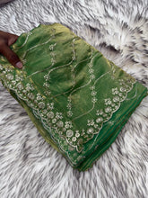 Load image into Gallery viewer, Glamorous Party Wear Fendy Satin Silk Sequence n Stunning Cut Work Fancy Saree With Adorned Blouse Piece
