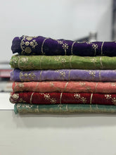 Load image into Gallery viewer, Glamorous Party Wear Fendy Satin Silk Sequence n Stunning Cut Work Fancy Saree With Adorned Blouse Piece
