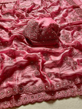 Load image into Gallery viewer, Regal Festive Wear Rangoli Silk Embroidery n Sparkling Real Mirror Work Fancy Designer Saree With Blouse Piece
