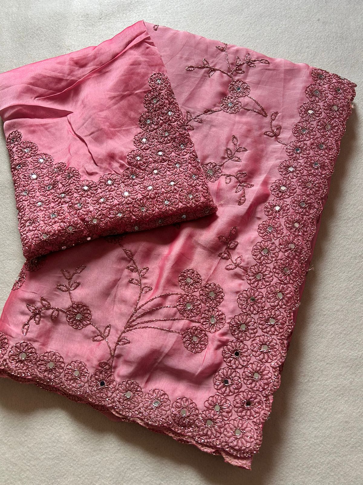 Regal Festive Wear Rangoli Silk Embroidery n Sparkling Real Mirror Work Fancy Designer Saree With Blouse Piece