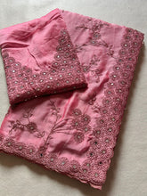 Load image into Gallery viewer, Regal Festive Wear Rangoli Silk Embroidery n Sparkling Real Mirror Work Fancy Designer Saree With Blouse Piece
