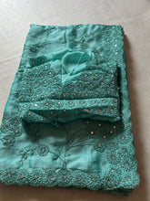 Load image into Gallery viewer, Regal Festive Wear Rangoli Silk Embroidery n Sparkling Real Mirror Work Fancy Designer Saree With Blouse Piece
