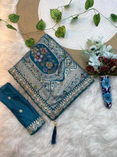 Load image into Gallery viewer, Contemporary Party Wear Dola Silk Thread n Embroidery Work Lace Border Rich Pallu Saree For Wedding
