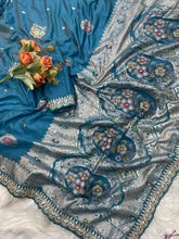 Load image into Gallery viewer, Contemporary Party Wear Dola Silk Thread n Embroidery Work Lace Border Rich Pallu Saree For Wedding
