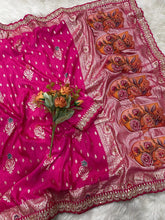 Load image into Gallery viewer, Contemporary Party Wear Dola Silk Thread n Embroidery Work Lace Border Rich Pallu Saree For Wedding
