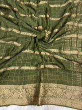 Load image into Gallery viewer, Luxury Festive Wear Chinnon Viscose Zari Checks Weaving Border With Rich Pallu Fancy Designer Saree With Blouse Piece
