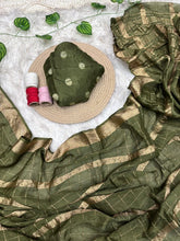 Load image into Gallery viewer, Luxury Festive Wear Chinnon Viscose Zari Checks Weaving Border With Rich Pallu Fancy Designer Saree With Blouse Piece
