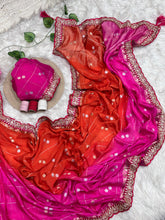 Load image into Gallery viewer, Elegant Function Wear Chinnon Viscose Half Pedding Zari Check Weaving Work n Rich Pallu Saree For Wedding
