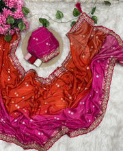 Load image into Gallery viewer, Elegant Function Wear Chinnon Viscose Half Pedding Zari Check Weaving Work n Rich Pallu Saree For Wedding
