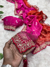 Load image into Gallery viewer, Elegant Function Wear Chinnon Viscose Half Pedding Zari Check Weaving Work n Rich Pallu Saree For Wedding
