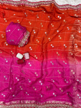 Load image into Gallery viewer, Elegant Function Wear Chinnon Viscose Half Pedding Zari Check Weaving Work n Rich Pallu Saree For Wedding
