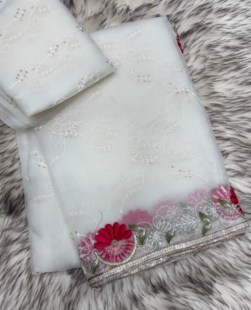 Fantabulous Partywear Waari Silk Fabric Sequence And Thread Work Fancy Designer Saree For Women