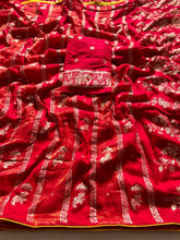 Load image into Gallery viewer, Quintessential Festive Wear Pure Banarasi Matka Silk Kanchipuram Zari Weaving n Kalamkari Meenakari Pallu Saree For Wedding
