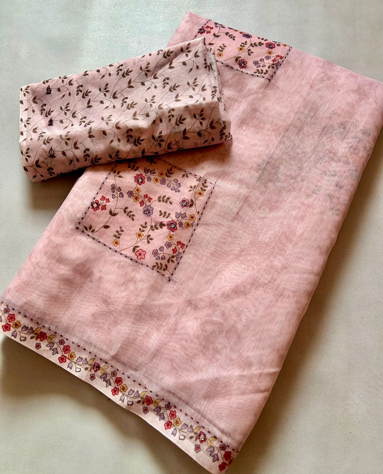 Grandiose Function Wear Soft Cotton Sequence Work Saree With Vibrant Blouse Piece