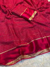 Load image into Gallery viewer, Redolent Party Wear Pure Viscose Georgette With Satin Border Small Chex Fancy Designer Saree For Women
