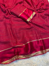 Load image into Gallery viewer, Redolent Party Wear Pure Viscose Georgette With Satin Border Small Chex Fancy Designer Saree For Women
