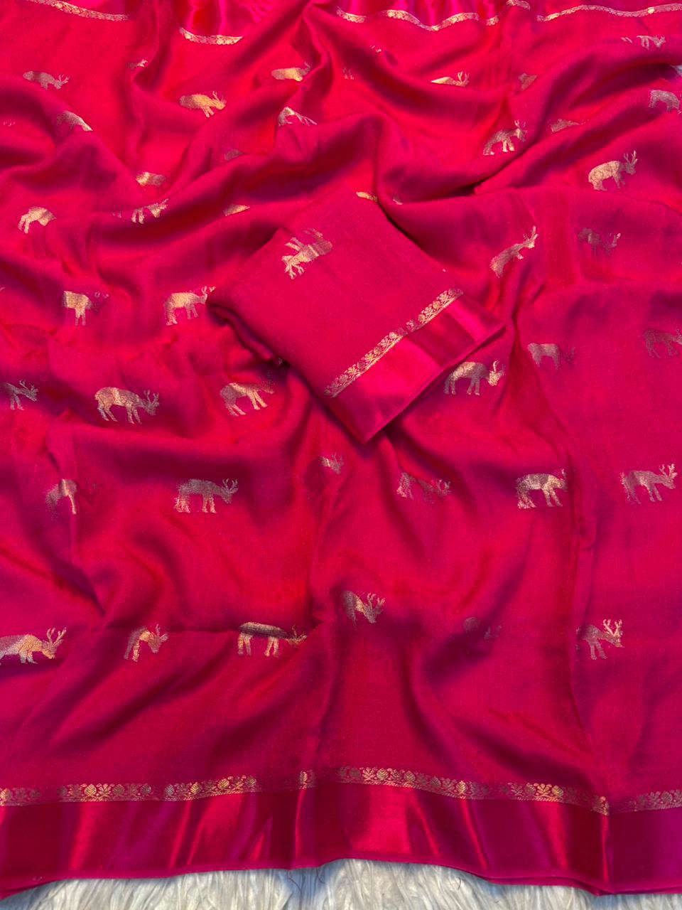 Scrupulous Function Wear Pure Soft Viscose Silk Jacquard Design n Satin Border Fancy Designer Saree With Blouse Piece
