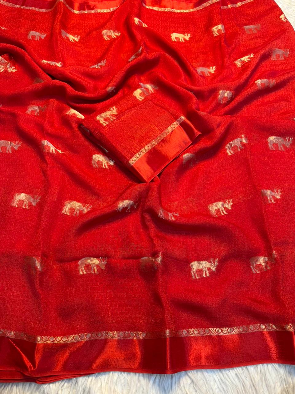 Scrupulous Function Wear Pure Soft Viscose Silk Jacquard Design n Satin Border Fancy Designer Saree With Blouse Piece