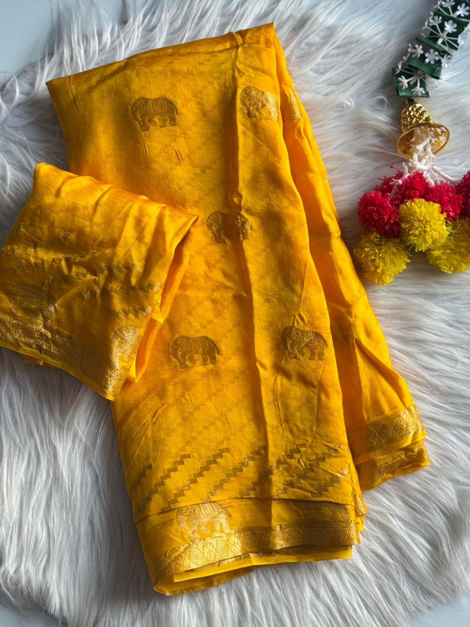 Imaginative Function Wear Soft Viscose Silk Jacquard Weaving Work Fancy Saree With Elegant Blouse Piece