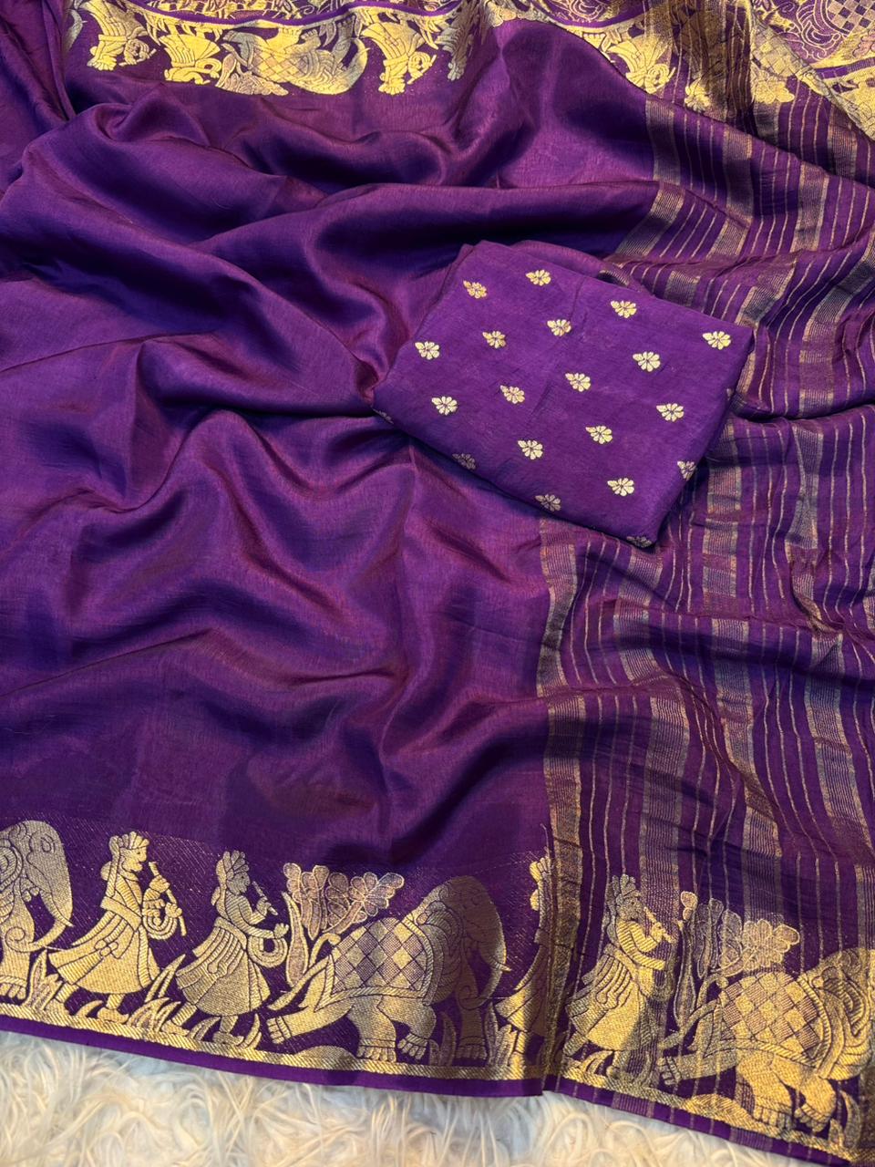 Ravishing Party Wear Pure Russian Dola Silk Jacquard Weaving Border Rich Pallu Fancy Designer Saree With Blouse Piece