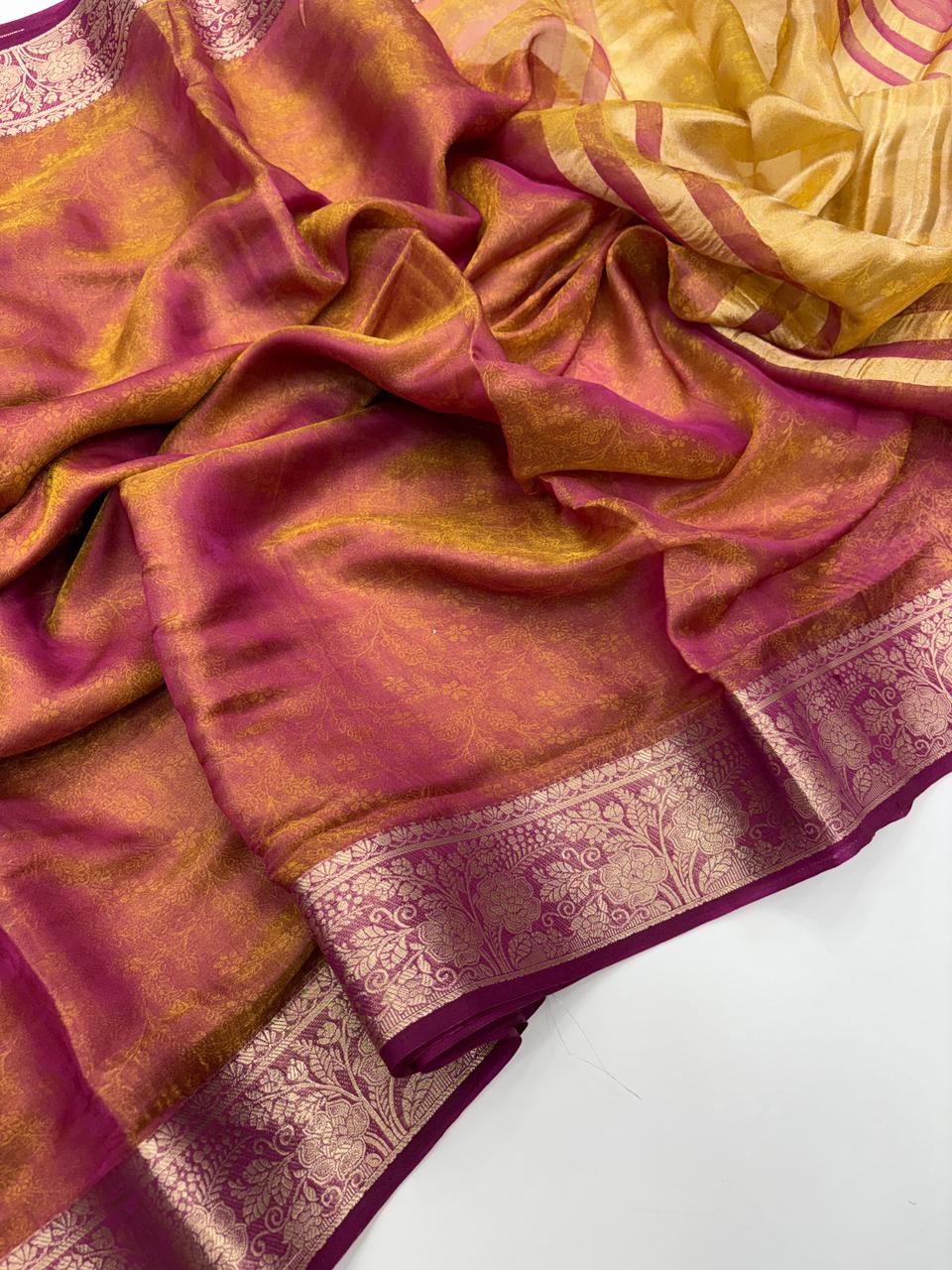 Luxurious Festive Wear Shine Space Silk Zari Border N Rich Pallu Fancy Desginer Saree With Elegant Blouse Piece
