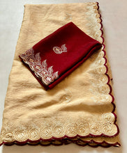 Load image into Gallery viewer, Wonderful Party Wear Golden Colour Rangoli Crush Silk Sequence N Cut Work Border Fancy Designer Saree With Contrast Blouse Piece
