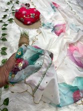 Load image into Gallery viewer, Glamorous Party Wear Pure Soft Tebby Silk Floral Prints n Cutdana Work Fancy Designer Saree With Blouse
