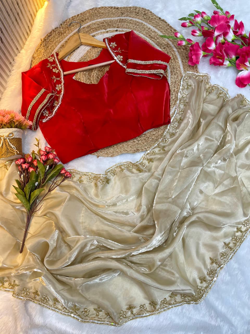Luxurious Festive Wear Soft Handwork Cutdana n Heavy Border With Arco Work Fancy Designer Saree
