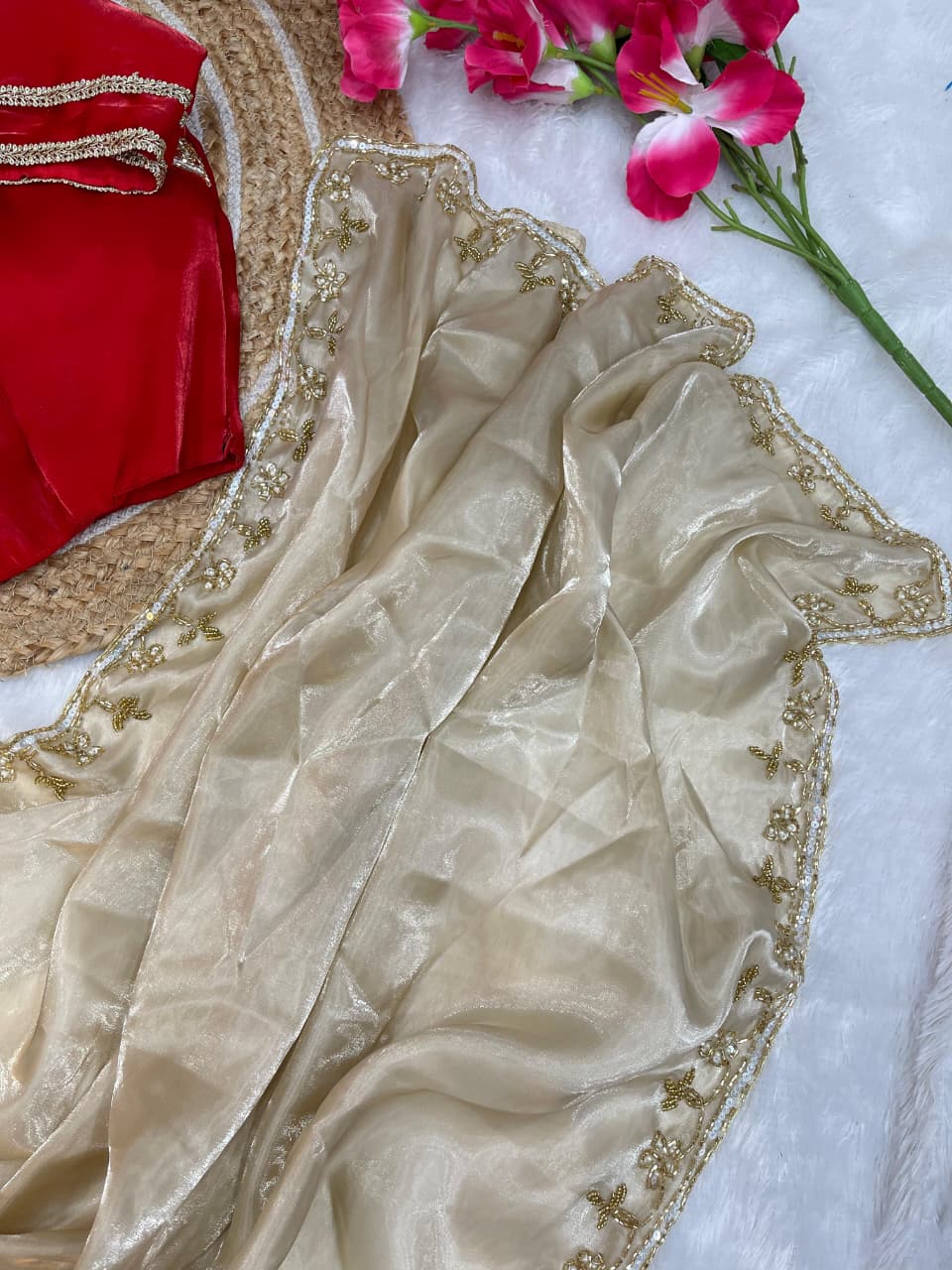 Luxurious Festive Wear Soft Handwork Cutdana n Heavy Border With Arco Work Fancy Designer Saree