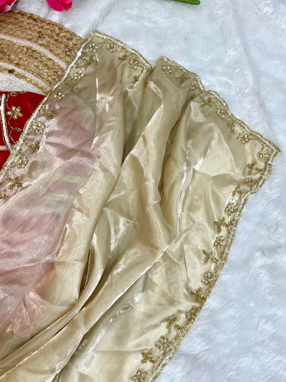 Luxurious Festive Wear Soft Handwork Cutdana n Heavy Border With Arco Work Fancy Designer Saree