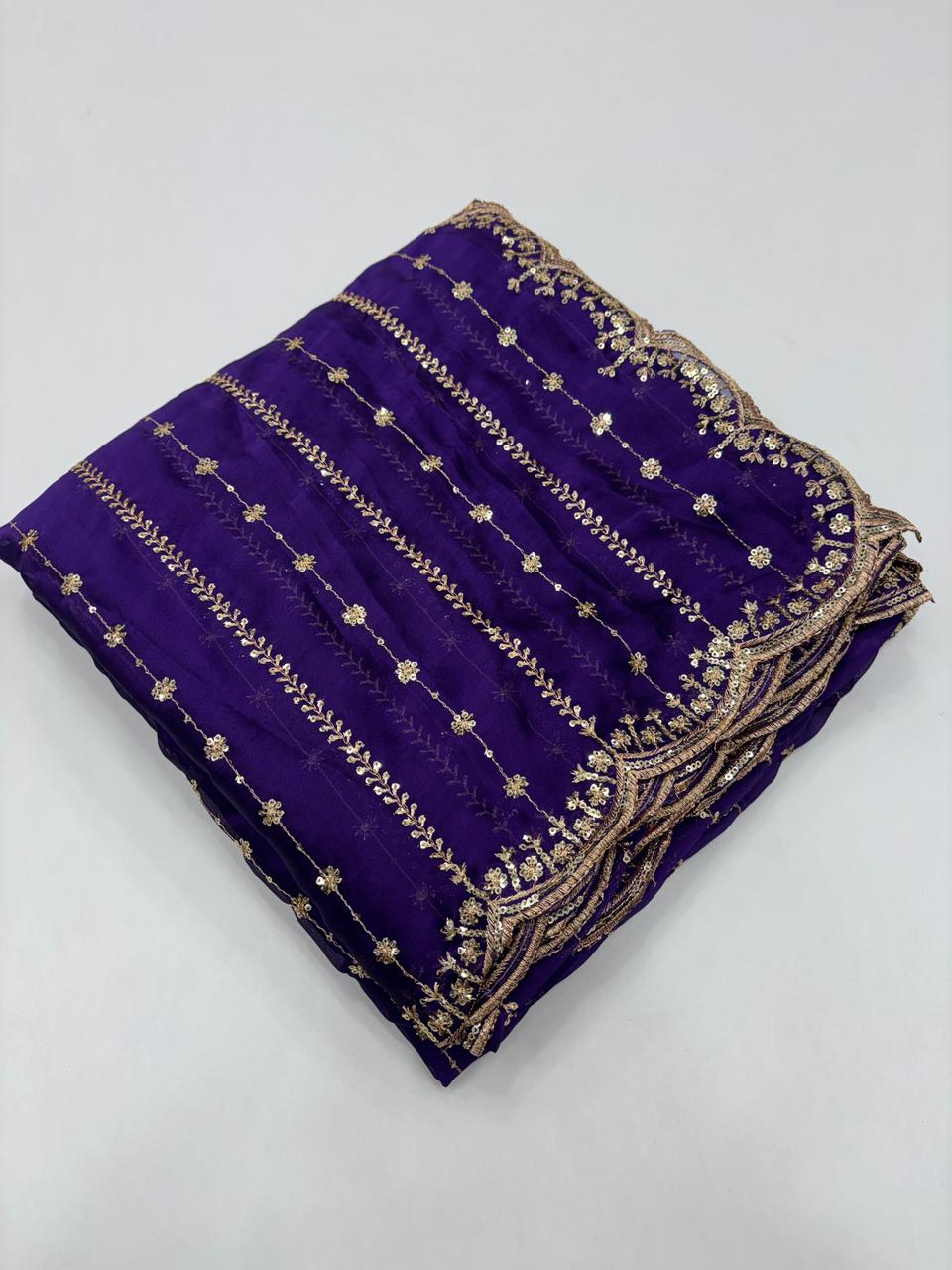 Stunning Festive Wear Rangoli Crush Silk Embriodery N Sequence Cut Work Border Fancy Designer Saree With Blouse