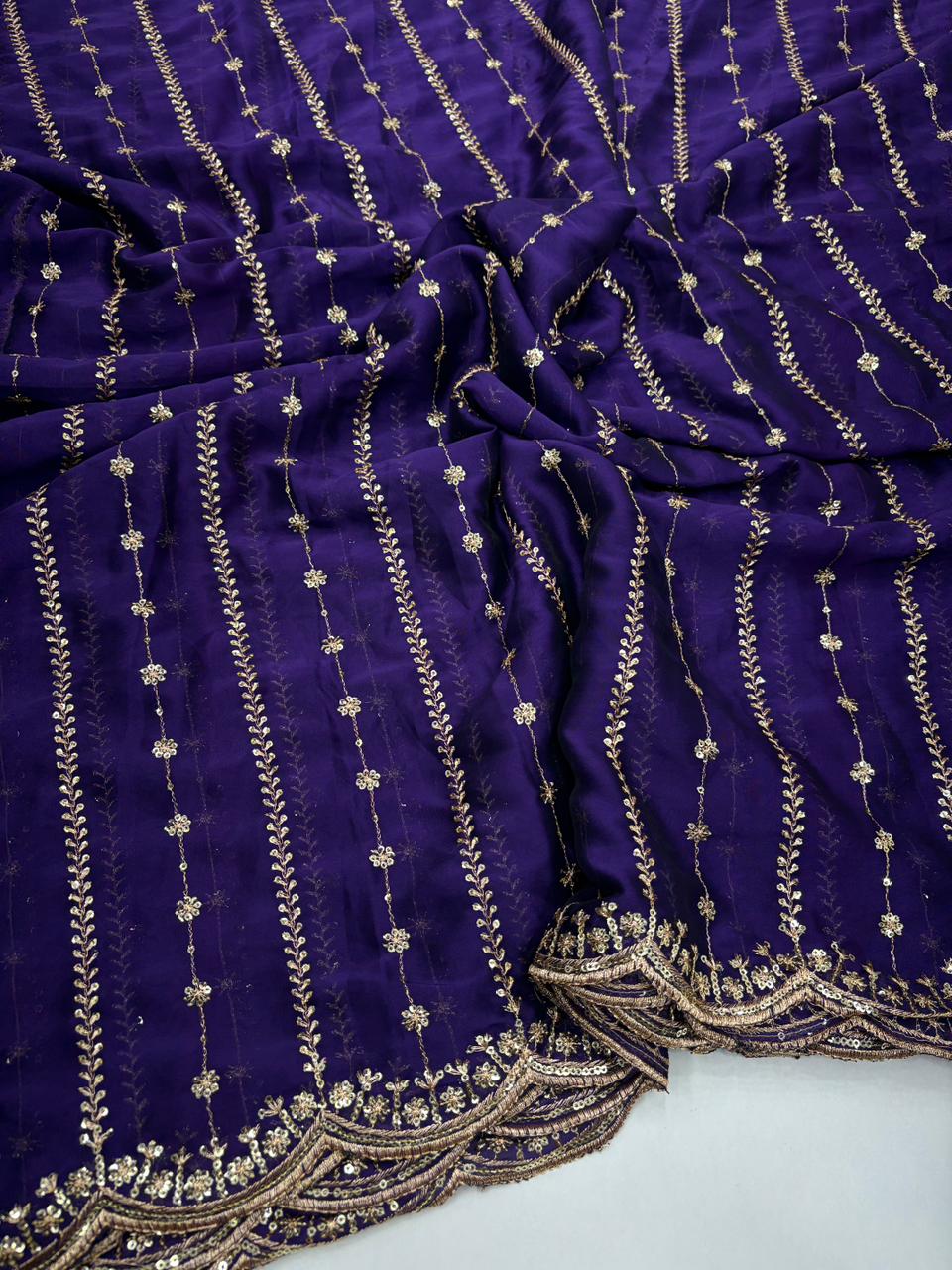 Stunning Festive Wear Rangoli Crush Silk Embriodery N Sequence Cut Work Border Fancy Designer Saree With Blouse