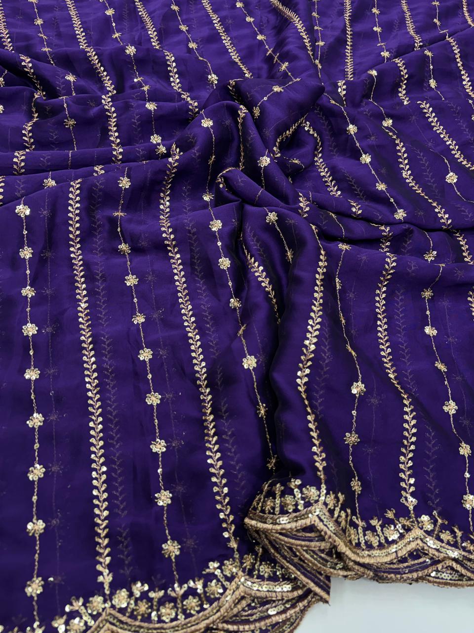 Stunning Festive Wear Rangoli Crush Silk Embriodery N Sequence Cut Work Border Fancy Designer Saree With Blouse