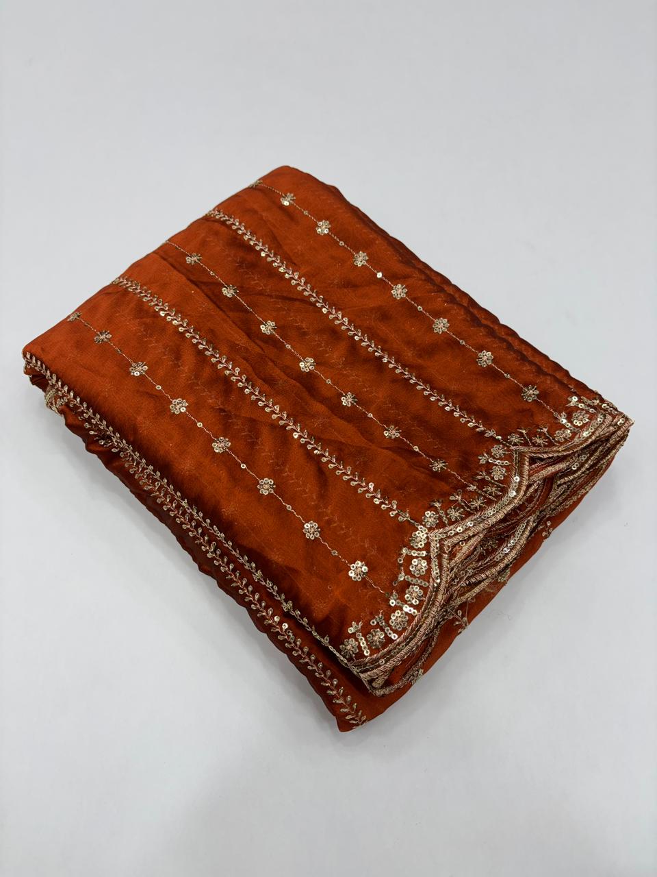 Stunning Festive Wear Rangoli Crush Silk Embriodery N Sequence Cut Work Border Fancy Designer Saree With Blouse