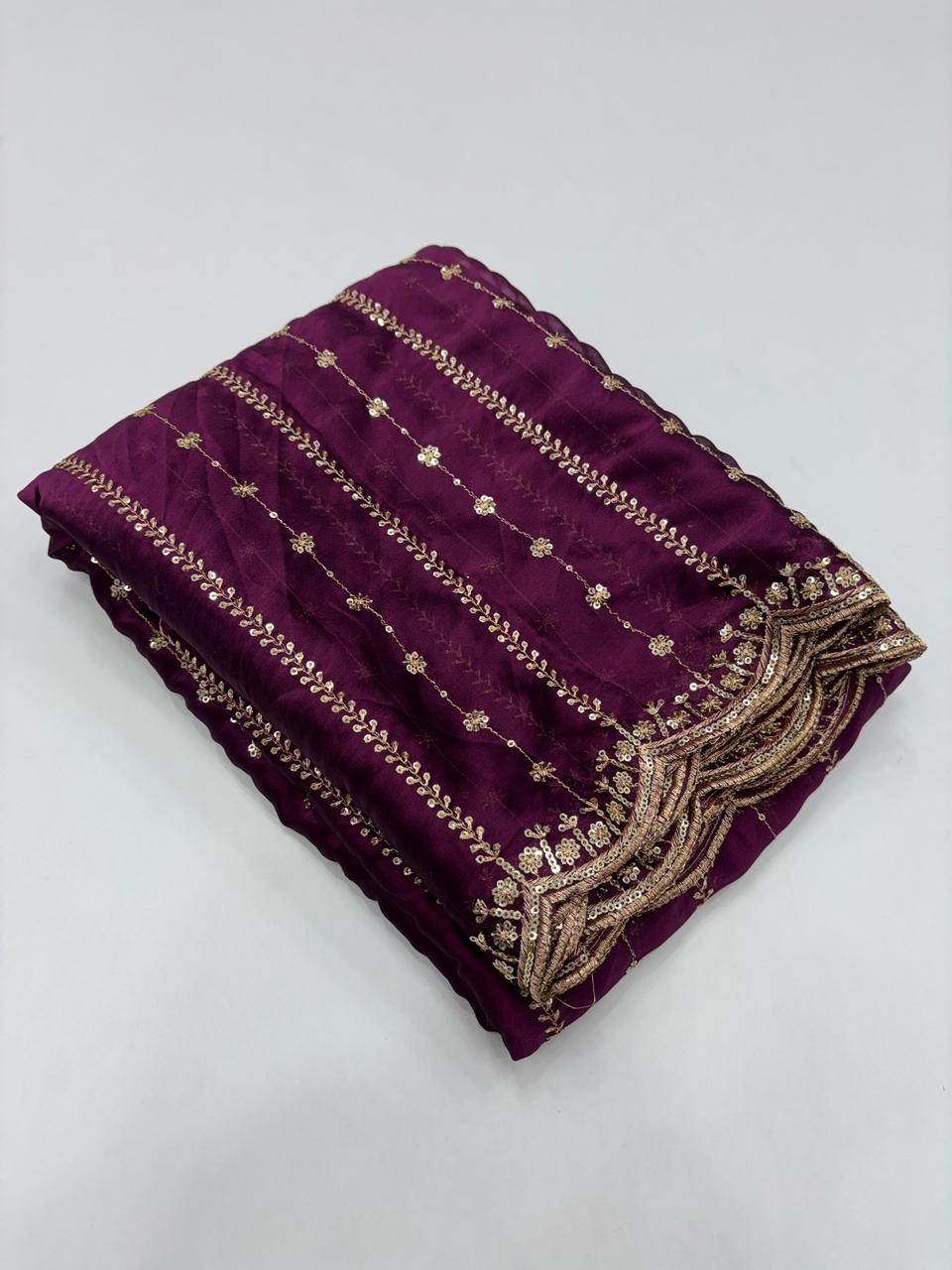 Stunning Festive Wear Rangoli Crush Silk Embriodery N Sequence Cut Work Border Fancy Designer Saree With Blouse