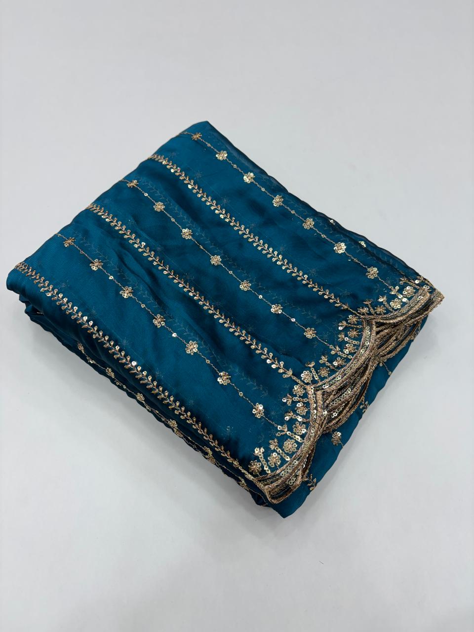 Stunning Festive Wear Rangoli Crush Silk Embriodery N Sequence Cut Work Border Fancy Designer Saree With Blouse