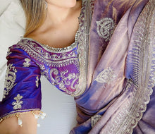 Load image into Gallery viewer, Effervescent Function Wear Chiffon Silk Heavy Embroidery n Aarco Work Traditional Saree With Stitched Blouse
