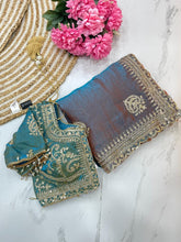 Load image into Gallery viewer, Effervescent Function Wear Chiffon Silk Heavy Embroidery n Aarco Work Traditional Saree With Stitched Blouse
