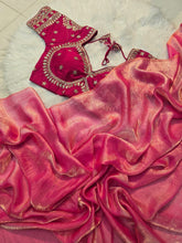 Load image into Gallery viewer, Ravishing Party Wear Space Silk Designer Saree Embroidery Full Stitched Worked Blouse
