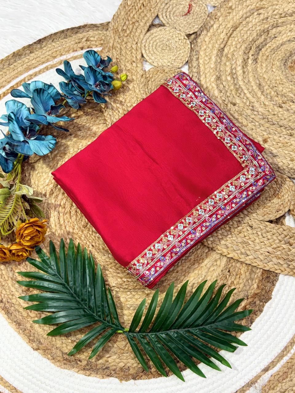 Confounding Party Wear Rangoli Silk Heavy Border Lace Fancy Designer Saree Elegant Blouse Piece