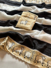 Load image into Gallery viewer, Forbearance Party Wear Crush Silk Embroidery Kalamkari Print Cut Work Border Fancy Saree For Occasion
