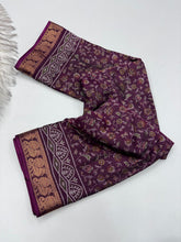 Load image into Gallery viewer, Artistic Function Wear Soft Dola Silk Kalamkari Print Mangalkari Zari Border Fancy Designer Saree With Luxurious Blouse Piece
