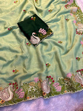 Load image into Gallery viewer, Exquisite Wedding Wear Soft Crunchy Silk Full Multi Sequence Work Fancy Designer Saree With Contrast Blouse Piece
