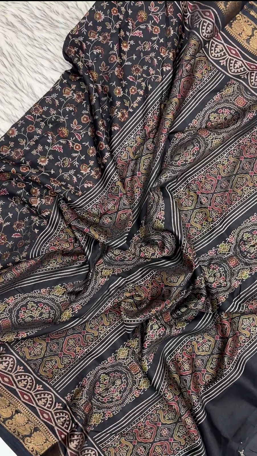 Artistic Function Wear Soft Dola Silk Kalamkari Print Mangalkari Zari Border Fancy Designer Saree With Luxurious Blouse Piece
