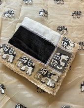 Load image into Gallery viewer, Attractive Party Wear Crush Silk Embroidery Kalamkari Print Cut Work Border Fancy Saree For Occasion
